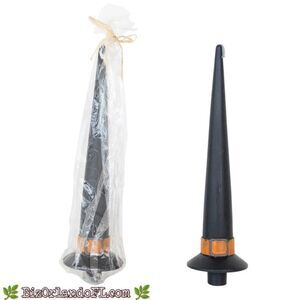 Creative Co-Op Unscented Witch Hat Shaped Taper Candle Black & Orange Individual